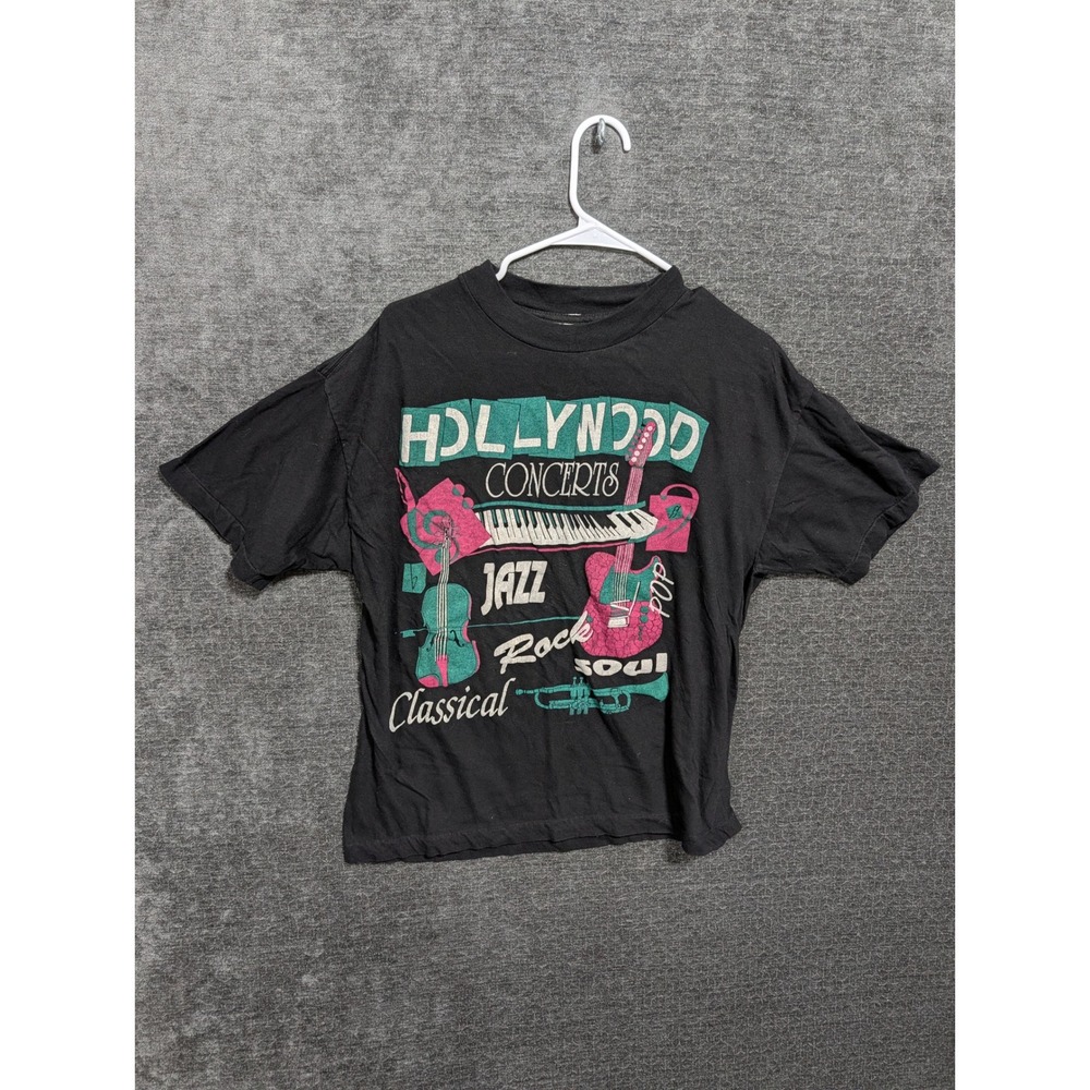 Vintage California Sun Hollywood Concerts Music Graphic T-Shirt Black Large